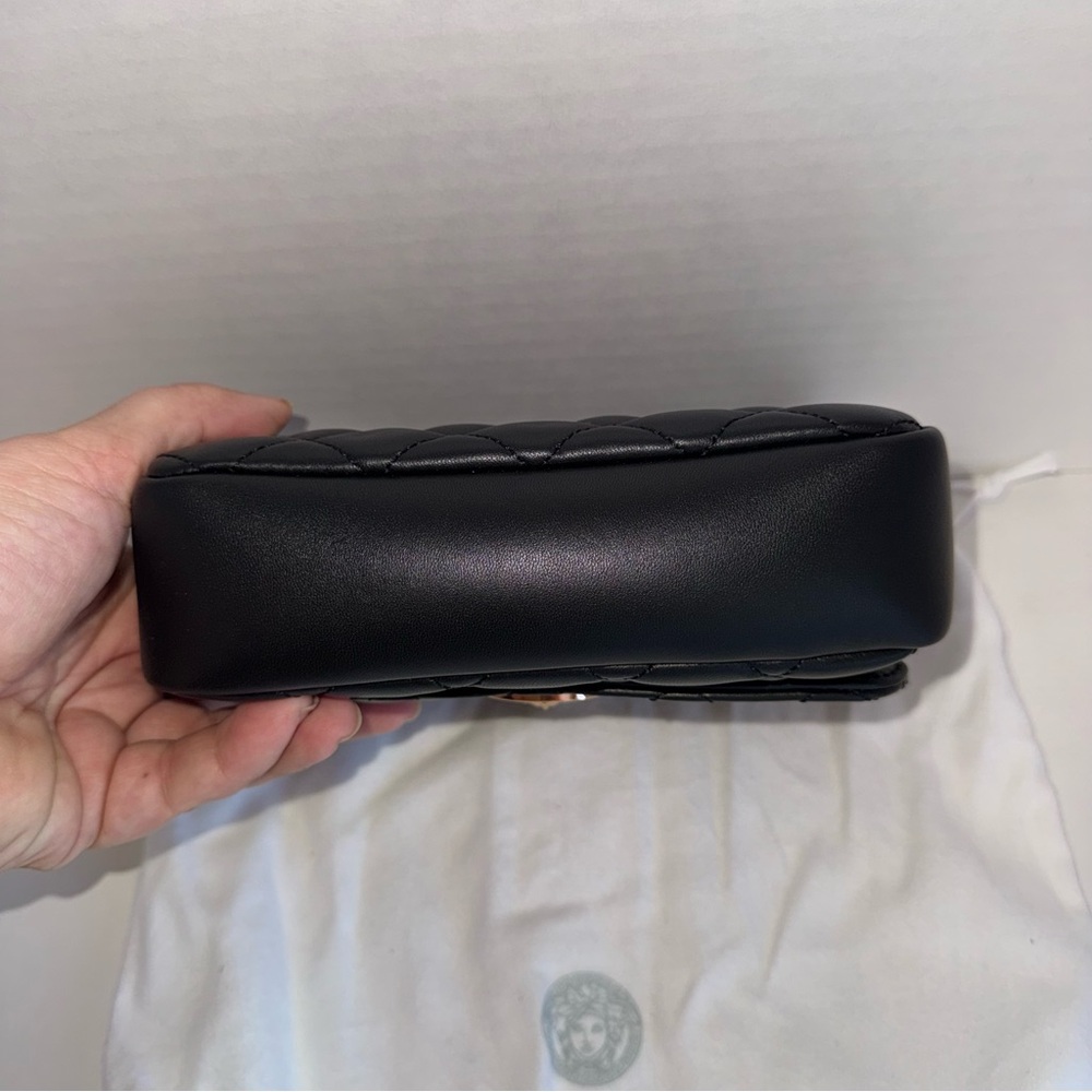 NWT VERSACE Medusa luxury black calfskin quilted gold hardware mini shoulder bag - Picture 6 of 8